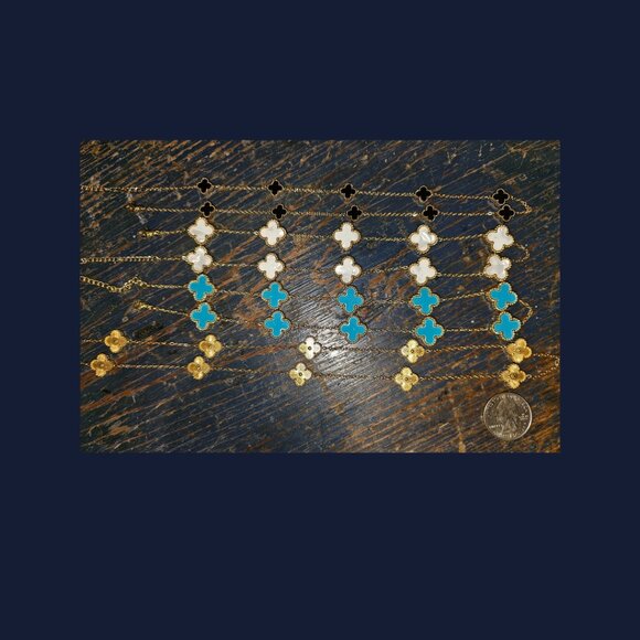 Hope, Faith, Love and Luck clover fashion necklace 16 inches black clovers - Picture 12 of 15